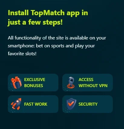 Topmatch on a smartphone: browser version and the Android app